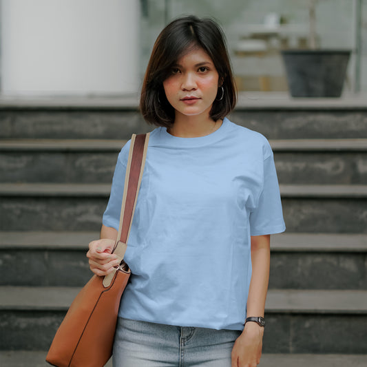 Baby Blue Solid Premium Oversized T-Shirt
