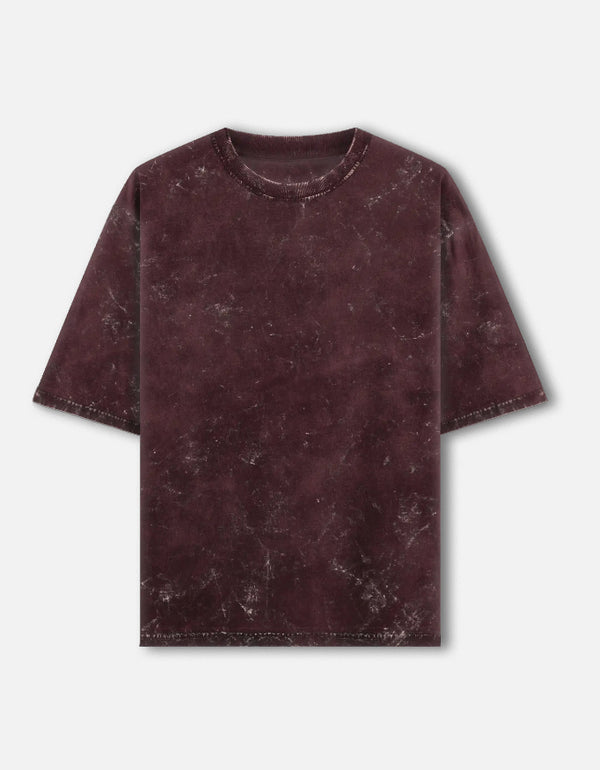 Maroon Acid Washed Oversized Tee