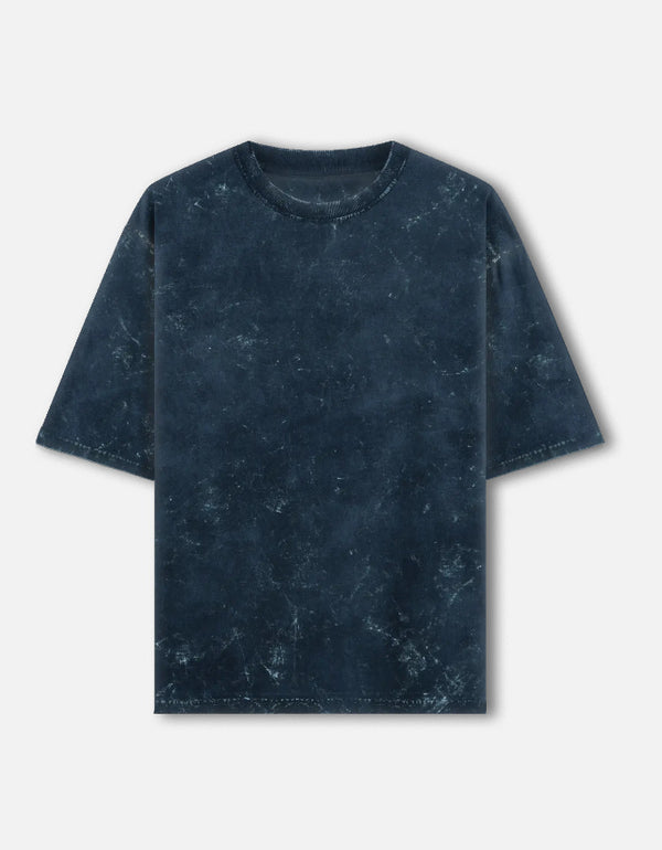 Navy Blue Acid Washed Oversized Tee