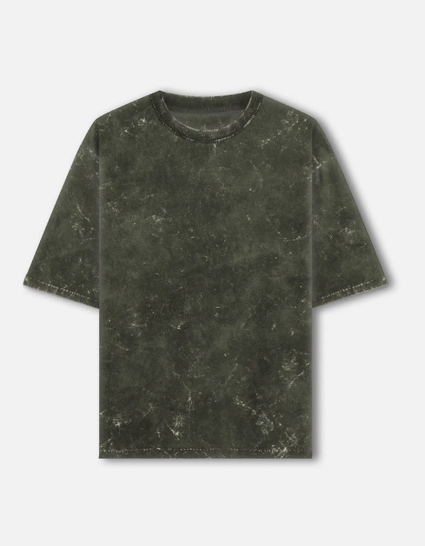 Olive Green Acid Washed Oversized Tee