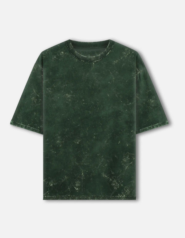 Bottle Green Acid Washed Oversized Tee