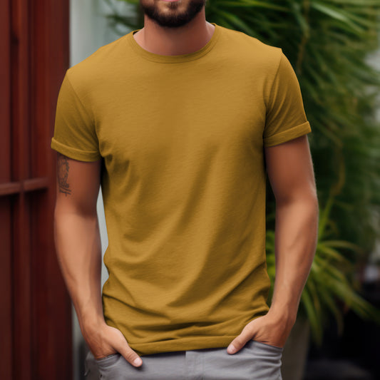 Mustard Yellow Solid Classic Crew T-shirt