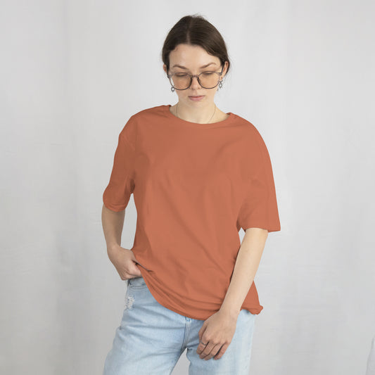 Coral Solid Premium Oversized T-Shirt