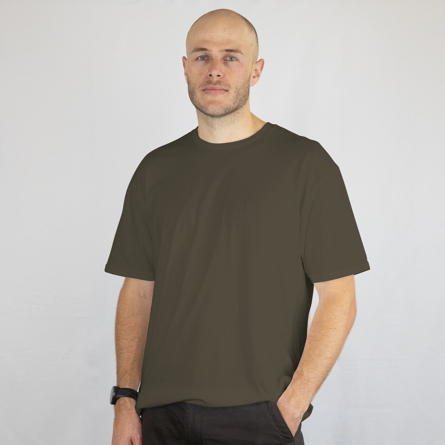 Olive Green Solid Premium Oversized T-Shirt