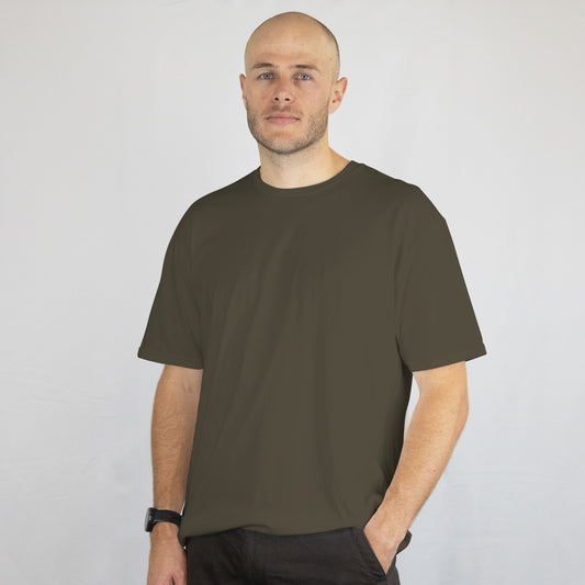 Olive Green Solid Premium Oversized T-Shirt