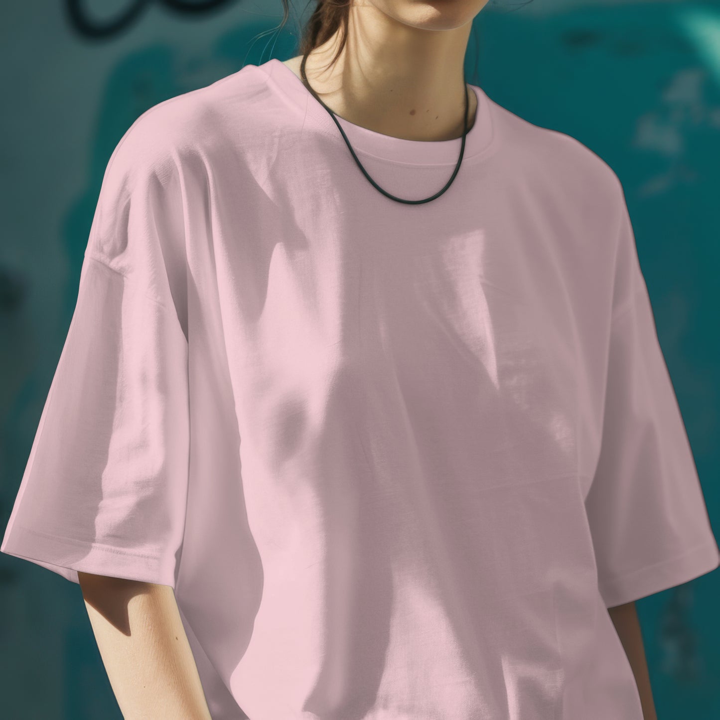 Baby Pink Solid Premium Oversized T-Shirt