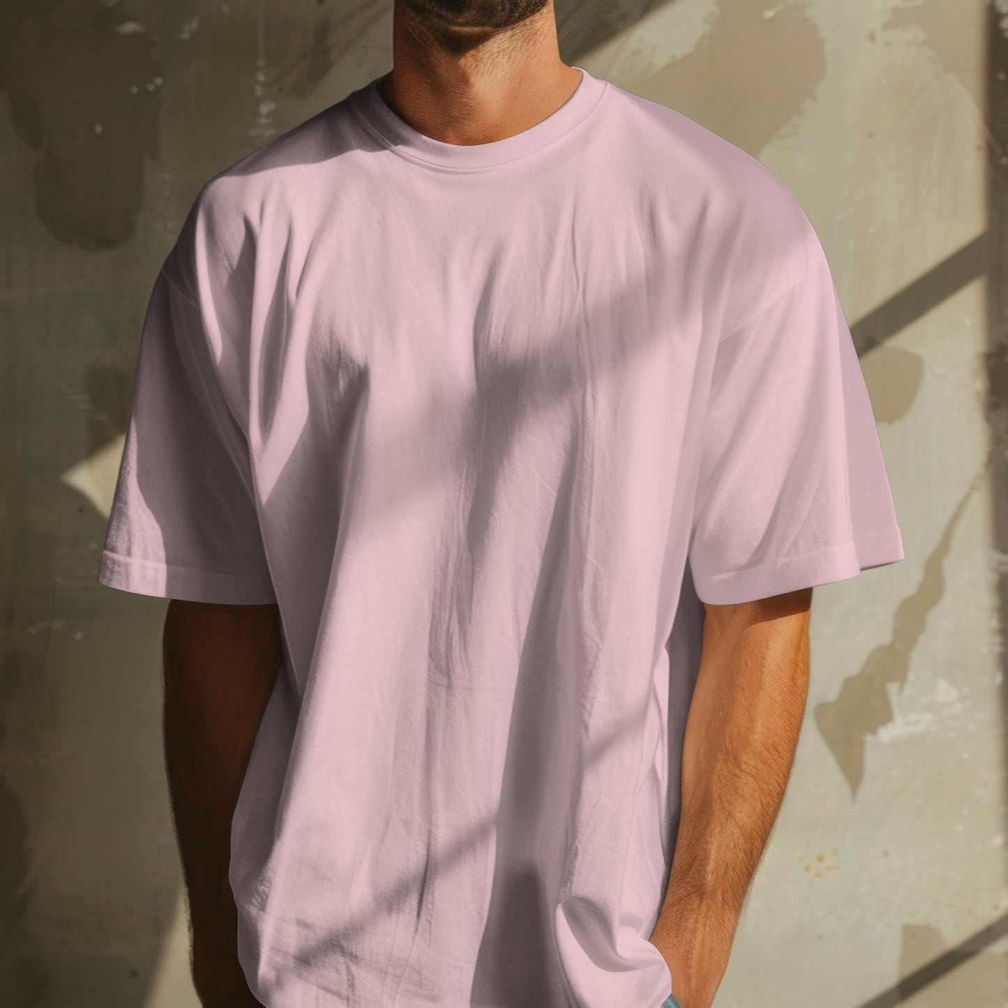 Baby Pink Solid Premium Oversized T-Shirt