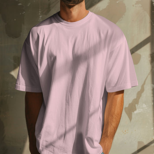 Baby Pink Solid Premium Oversized T-Shirt