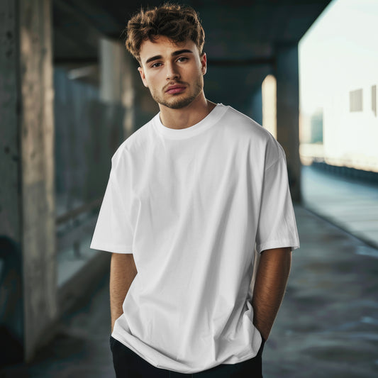 White Solid Premium Oversized T-Shirt