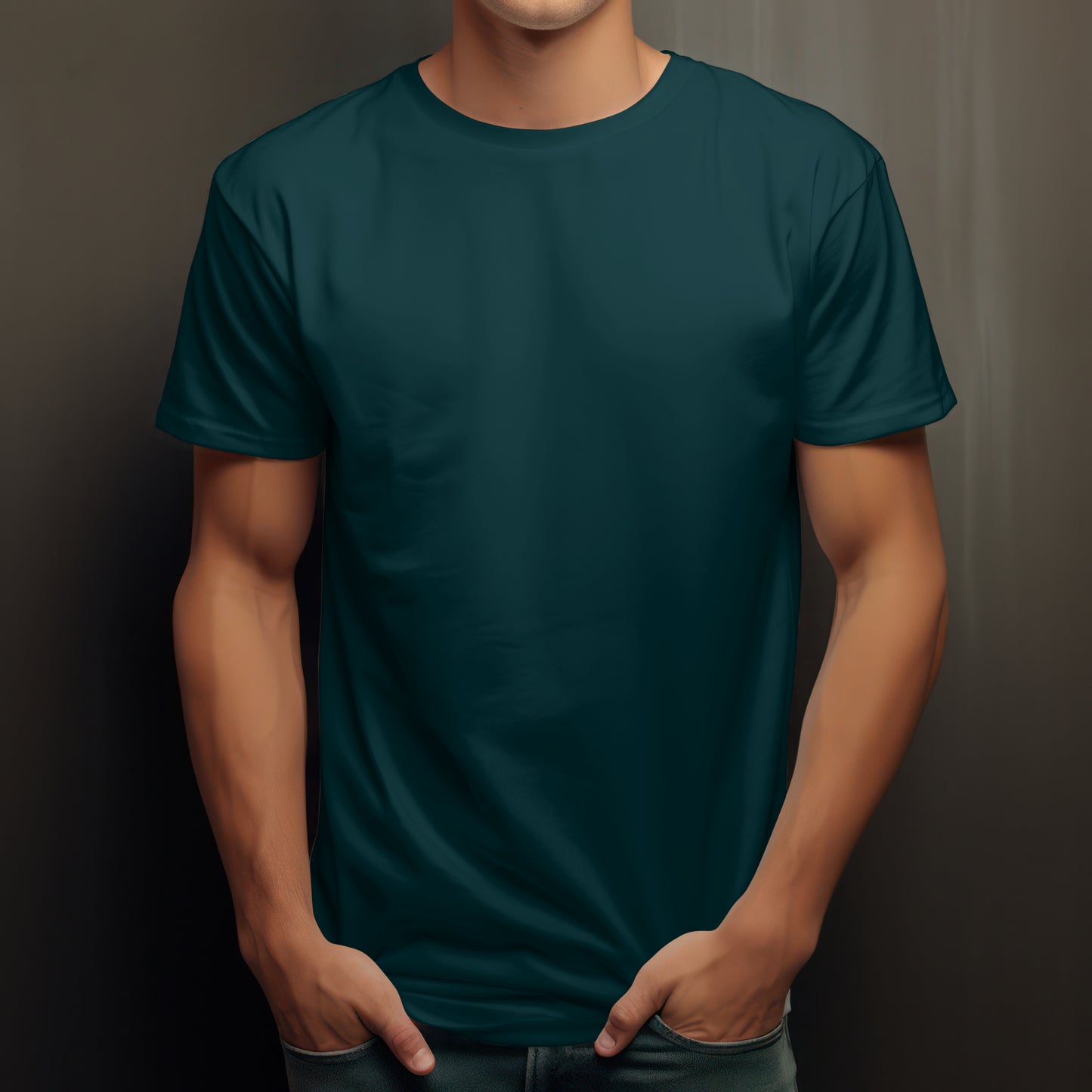 Petrol Blue Solid Classic Crew T-shirt