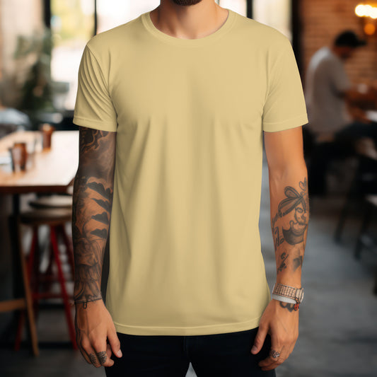 Beige Solid Classic Crew T-Shirt