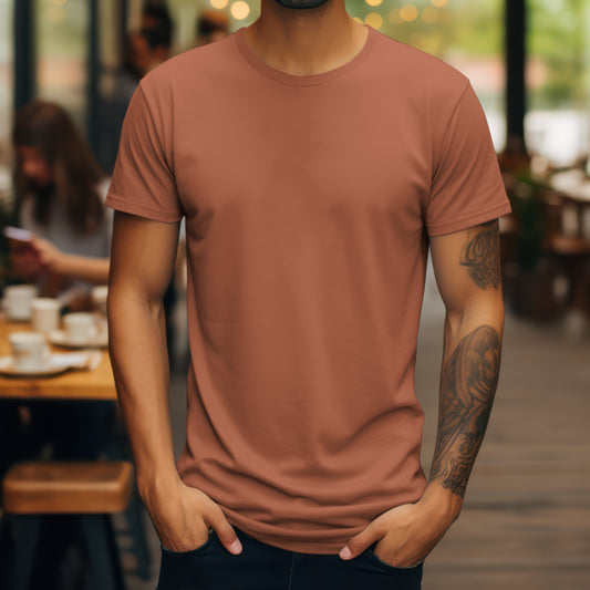 Coral Solid Classic Crew T-Shirt