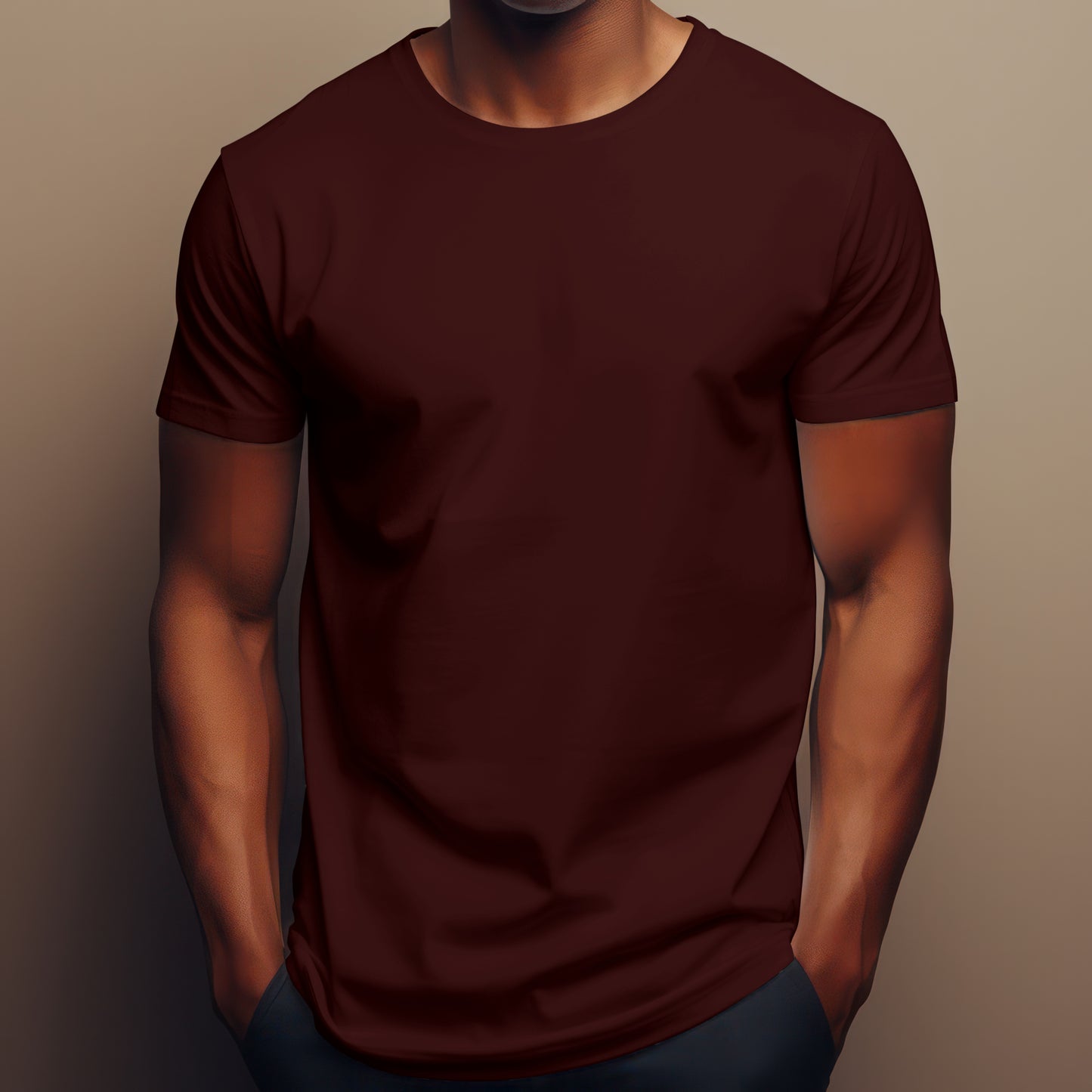 Maroon Solid Classic Crew T-Shirt