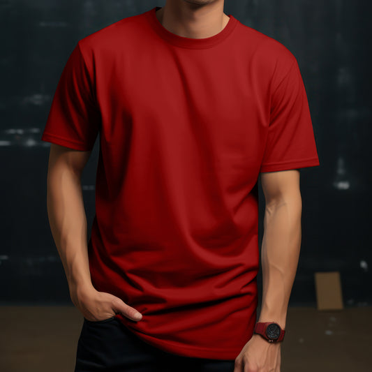 Red Solid Classic Crew T-Shirt