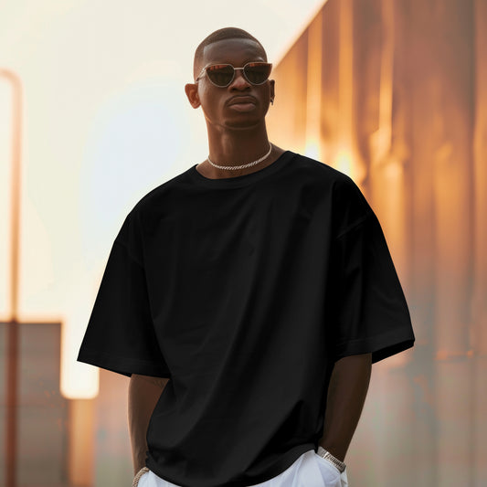 Black Solid Premium Oversized T-Shirt