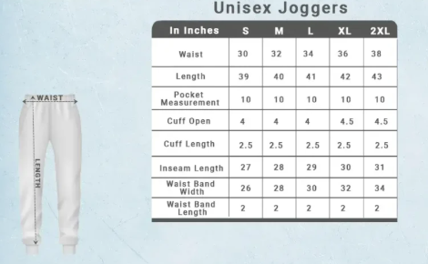 Size Chart for Joggers