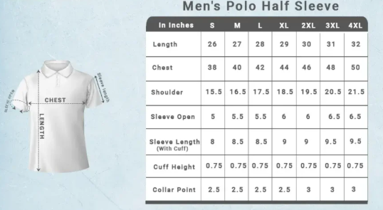 Size Chart for Polos